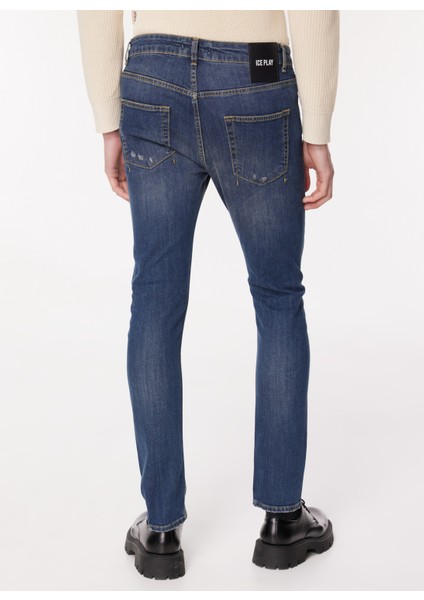 Normal Bel Slim Fit Erkek Denim Pantolon 23IU1M02SK16020_PANTALONE 5 Tasche indirimleri