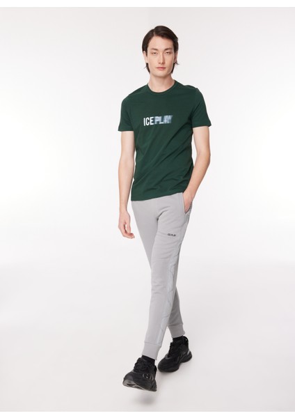 Bisiklet Yaka Düz Koyu Yeşil Erkek T-Shirt 23IU1M0F013P400_T-SHIRT Jersey