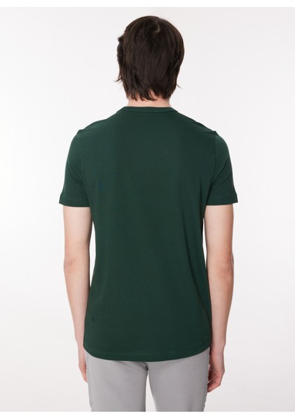 Bisiklet Yaka Düz Koyu Yeşil Erkek T-Shirt 23IU1M0F013P400_T-SHIRT Jersey