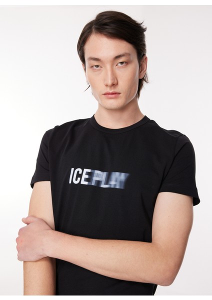Bisiklet Yaka Düz Siyah Erkek T-Shirt 23IU1M0F013P400_T-SHIRT Jersey fırsatları