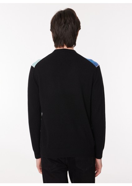 Bisiklet Yaka Normal Desenli Siyah Erkek Kazak 23IU1M0A0069013_MAGLIA Gırocollo