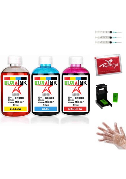 Canon MG3550 Için Renkli Kartuş 50 ml x 3 Dolum Seti