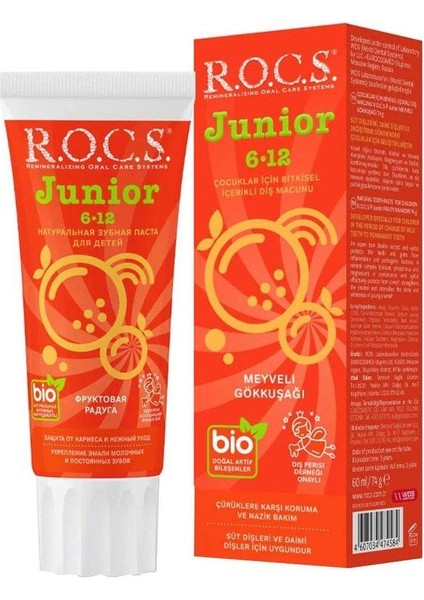 R.o.c.s.junior Diş Macunu 60ML 6-12 Yaş Meyveli Gökkuşağı