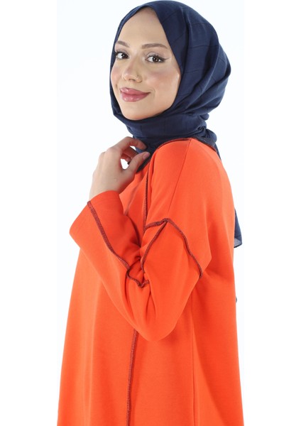 2229_Şardonlu Karyoka Dikişli Basic Tesettür Sweatshirt