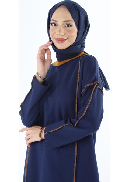 2229_Şardonlu Karyoka Dikişli Basic Tesettür Sweatshirt