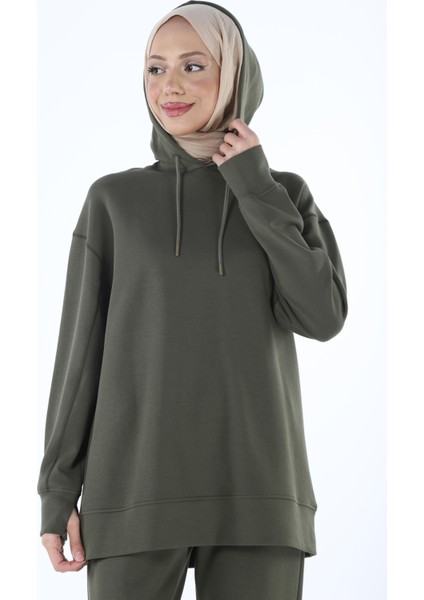 2227_Tesettür Kapüşonlu Sweatshirt & Pantolon Eşofman Takımı