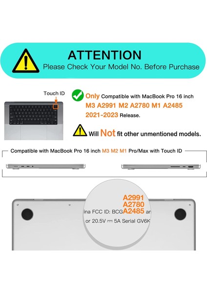 MacBook Pro 16 Inç Kılıf ile Uyumlu 2021-2023 Model A2485 A2780 A2991 M1 M2 M3 Pro / Max Chip & Touch Id Dizüstü Bilgisayar Mat Sert Kabuk Koruyucu Kılıf Kapak (Yurt Dışından) fiyatları