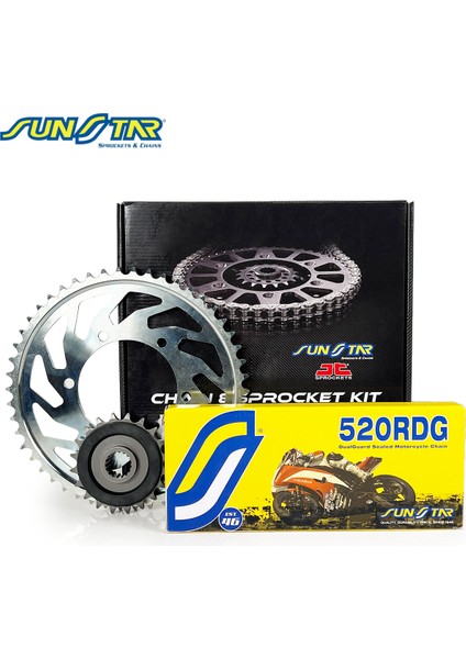 Zincir Dişli Seti Kawasakı Z 250 Sl (250 Cc) (2015-2017) / Zincir : 520RDG (ÇELIK)-104 / Dişli: Jt (14T) - (42T)