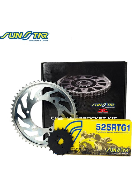 Zincir Dişli Seti Bmw S 1000 R (1000 Cc) (2014-2019) / Zincir : 525RTG1 (GOLD)-120 / Dişli: Jt (17T-45T)