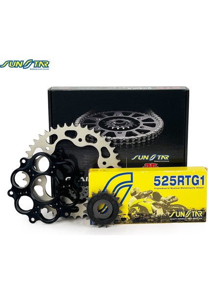 Zincir Dişli Seti Ducatı Evo (848 Cc) (2011-2013) / Zincir : 525RTG1 (Gold)-98 / Dişli: Jt (15T-39T)