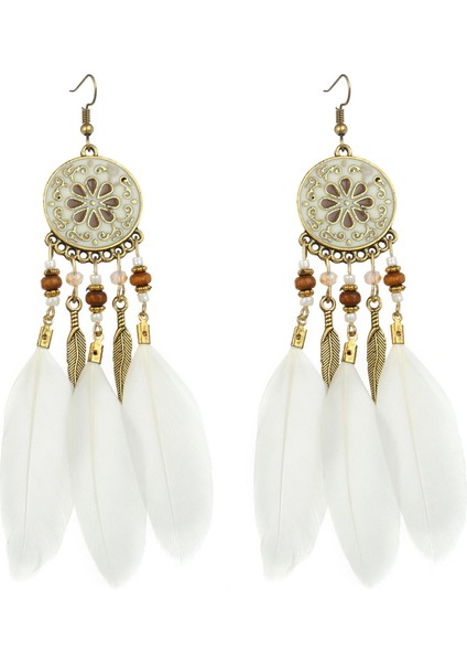 Kadın Tüy Bohemian Saçak Püskül Uzun Damla Dangle Boho Kadın Kızlar Doğum Günü Noel Tatil Partisi Küpe (Yurt Dışından)