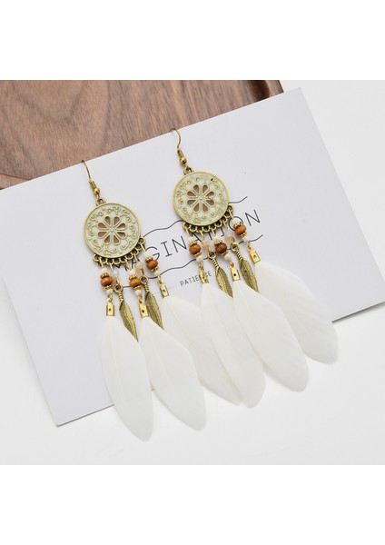 Kadın Tüy Bohemian Saçak Püskül Uzun Damla Dangle Boho Kadın Kızlar Doğum Günü Noel Tatil Partisi Küpe (Yurt Dışından) fiyatları