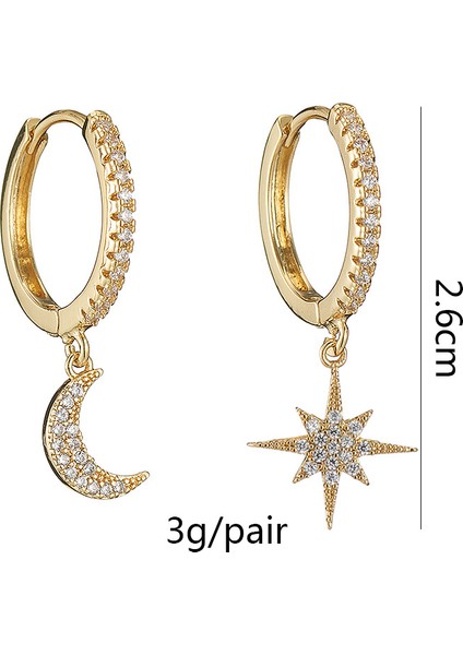 Halka Post Dangle Halka Altın Kaplama Yıldızlı Küçük Halka Kadın Ay Yıldızlı Huggie Küpe (Yurt Dışından) modelleri