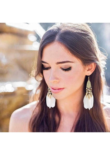 Kadın Tüy Bohemian Saçak Püskül Uzun Damla Dangle Seti Dream Catcher Tasarım ile Kadın Kızlar Küpe (Yurt Dışından) fiyatları
