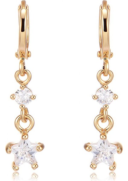 Zarif Yıldız Küp Göktaşı Halka Kadın Kız Antişekil Kaplama Küpe (Yurt Dışından)