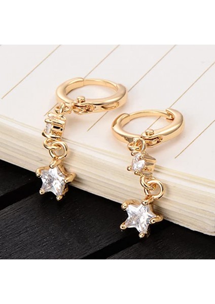 Zarif Yıldız Küp Göktaşı Halka Kadın Kız Antişekil Kaplama Küpe (Yurt Dışından) modelleri