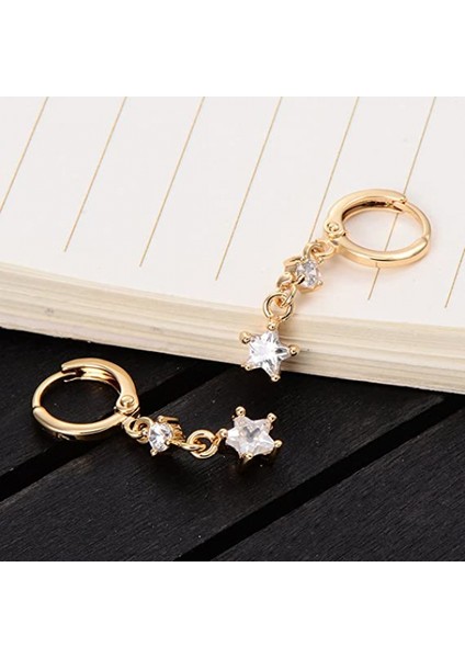 Zarif Yıldız Küp Göktaşı Halka Kadın Kız Antişekil Kaplama Küpe (Yurt Dışından) fırsatları