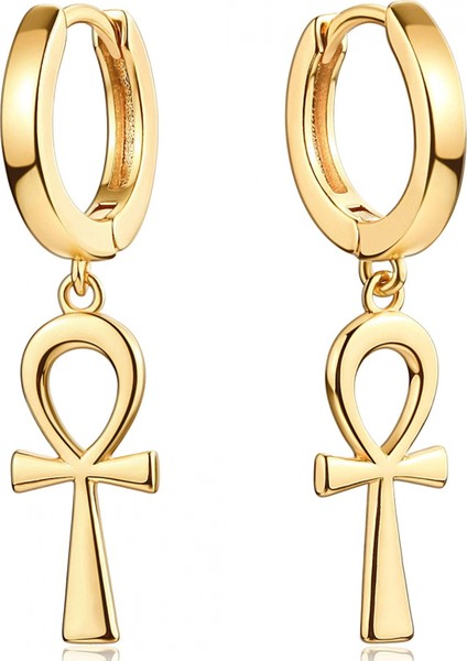 Altın Zarif Dangle Hoop Kadın 14 K Altın Kaplama Narin Sevimli Geometrik Üçgen Koni Dangle Küpe (Yurt Dışından)