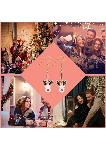 Noel 1 Çift Kadınlar Noel Alaşım Takı Kadınlar Kızlar Kırmızı Küpe (Yurt Dışından)