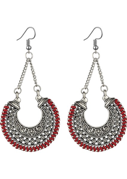 Kadın Tüy Bohemian Saçak Püskül Uzun Damla Dangle Seti Dream Catcher Tasarım ile Kadın Kızlar Küpe (Yurt Dışından)