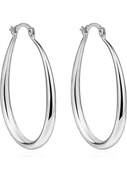 Oval Yüzük Piercing Takı Kadınlar Basit Moda Zarif Alaşım Mücevher Aksesuar Kadın Kadınların Cadılar Bayramı Noel Gümüş Küpe (Yurt Dışından)