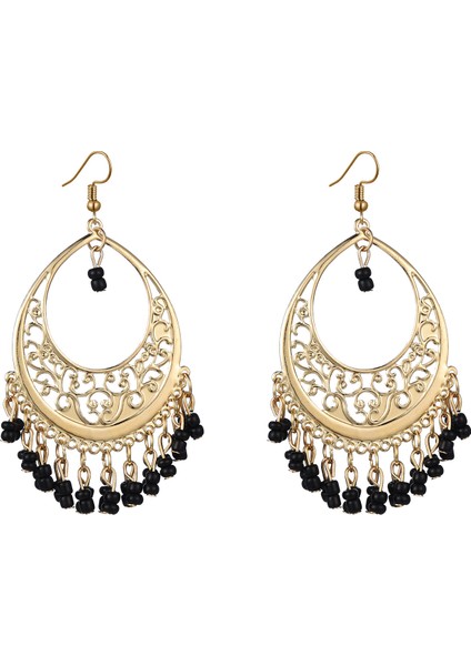 Vintage Mandala Çiçek Çingene Bırak Dangle Kadın Boho Retro Tribal Içi Boş Içi Boş Pirinç Boncuk Püskül Takı Küpe (Yurt Dışından)