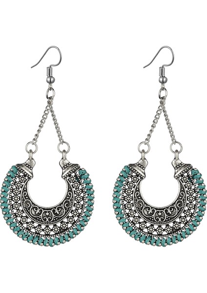 Kadın Tüy Bohemian Saçak Püskül Uzun Damla Dangle Seti Dream Catcher Tasarım ile Kadın Kızlar Küpe (Yurt Dışından)
