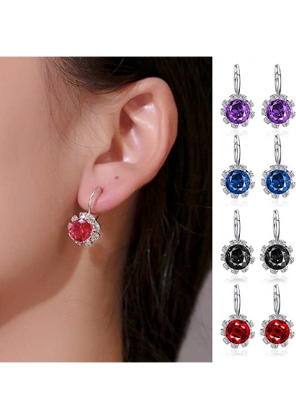Yuvarlak Çiçek Yapay Kristal Kişilik Moda Kübik Zirkonya Saplama Düğme Takı Mavi Küpe (Yurt Dışından) fiyatları