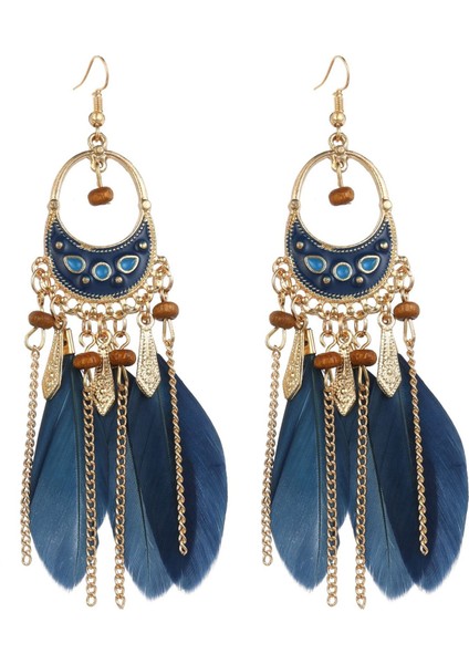 Kadın Tüy Bohemian Saçak Püskül Uzun Damla Dangle Seti Dream Catcher Tasarım ile Kadın Kızlar Küpe (Yurt Dışından)