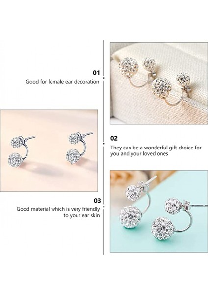 1 Çift Gümüş Yapay Elmas Moda Saplama Tüm Maç Kız Mücevherat Gümüş Küpe (Yurt Dışından)