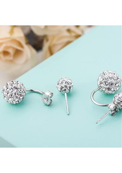 1 Çift Gümüş Yapay Elmas Moda Saplama Tüm Maç Kız Mücevherat Gümüş Küpe (Yurt Dışından)