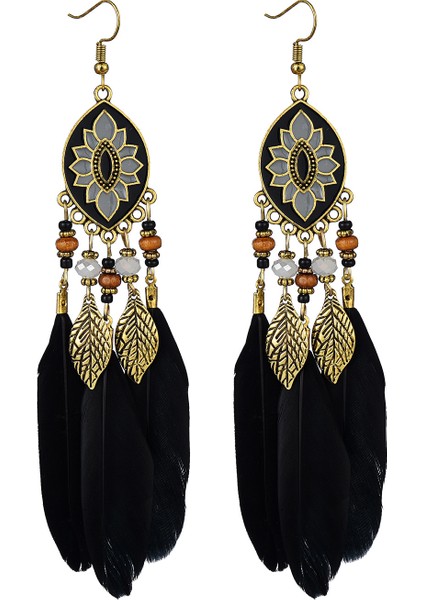 Kadın Tüy Bohemian Saçak Püskül Uzun Bırak Dangle Kadın Kızlar Seyahat Hatıra Küpe (Yurt Dışından)