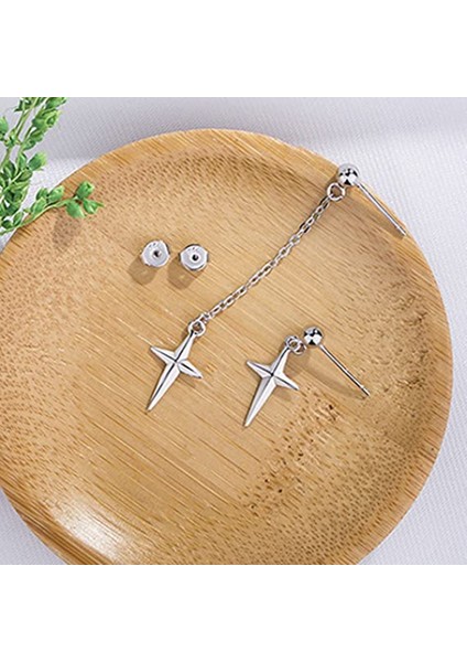 Asimetrik Uzun Bağlantı Haç Kulak Hattı Piercingli Damla Sallantılı Kadın Küpe (Yurt Dışından) modelleri