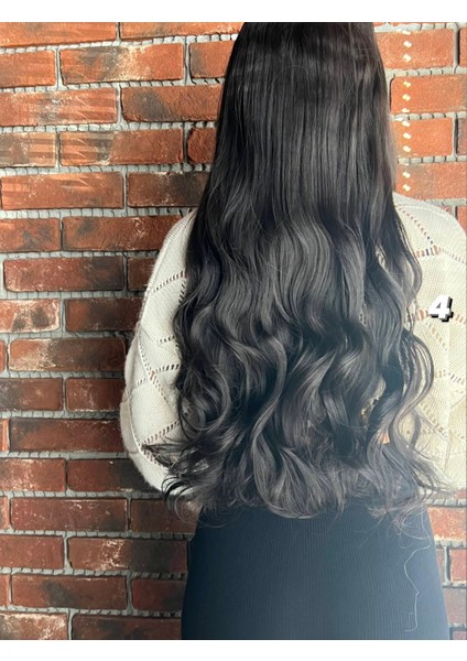 Fiber Sentetik Dalgalı Yarım Ay + 2 Yan Çıt Çıt -Kestane Rengi