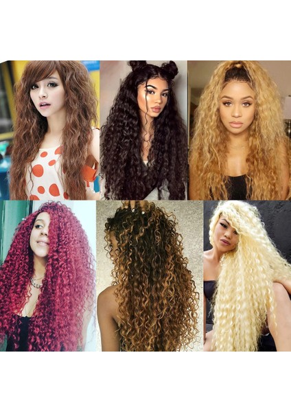 Afro Dalgalı Yarım Ay + 2 Yan Çıt Çıt - Açık Kahve