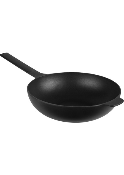Perla Nera Siyah Döküm Tekli 30 cm Wok Tava