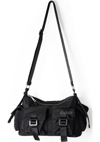 Kadın Crossbody Çok Yönlü Küçük Kare Niş Iş Kıyafeti Tarzı Naylon Dokulu Omuz Çanta (Yurt Dışından)
