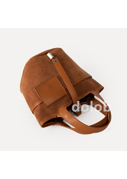 Kadın Sonbahar ve Kış Niş Tasarım Süet Sebze Sepeti Retro Doku Taşınabilir Kova Çanta (Yurt Dışından)