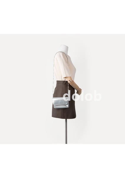 Kadın Parlak Rugan Doku Mini Crossbody Küçük Kare Moda Zincirli Ruj Çanta (Yurt Dışından)