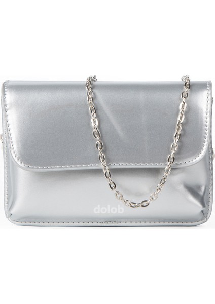 Kadın Parlak Rugan Doku Mini Crossbody Küçük Kare Moda Zincirli Ruj Çanta (Yurt Dışından)