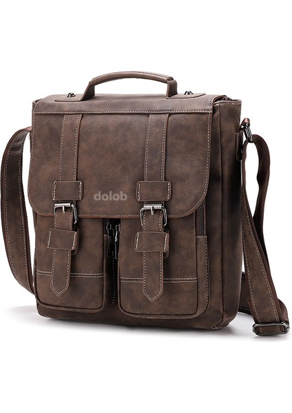 Erkek Crossbody Sırt Retro Erkek Omuz Crossbody Pu Deri Büyük Çanta (Yurt Dışından)