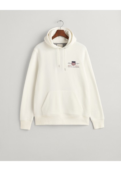 Erkek Krem Regular Fit Kapüşonlu Logolu Sweatshirt 2047084.113