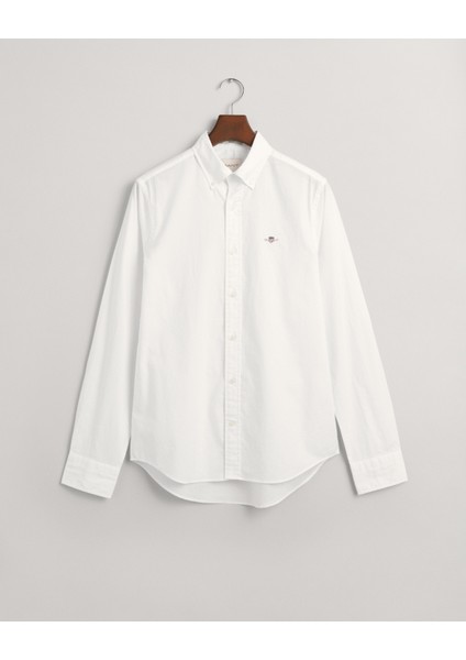 Erkek Beyaz Slim Fit Düğmeli Yaka Gömlek 3000102.110