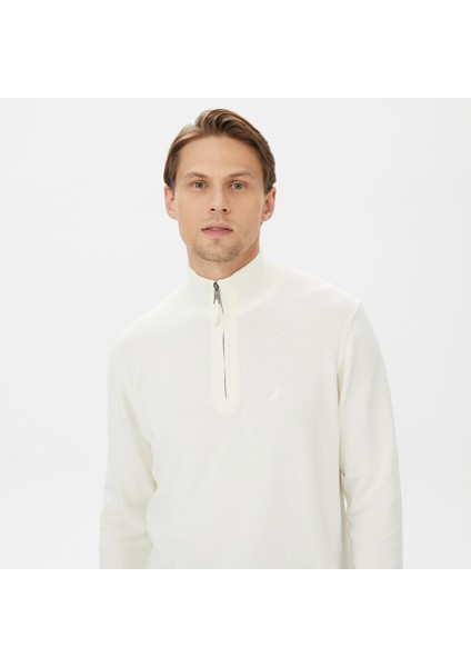 Nautıca Erkek Beyaz Standart Fıt Dik Yakalı Uzun Kollu Triko S37104T.1MA fırsatları