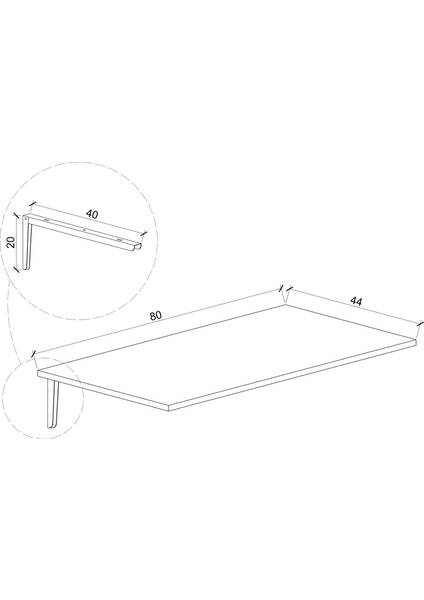 Subahome Beyaz Duvara Monte Masa Mutfak Masası Katlanır Masa Çalışma Masası Yemek Masası 80X44