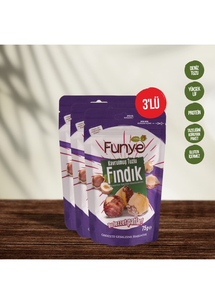 Kavrulmuş Tuzlu Fındık Doypack 75 gr x 3 Adet