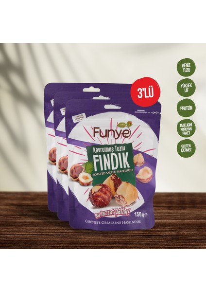 Kavrulmuş Tuzlu Fındık Doypack 150 gr x 3 Adet