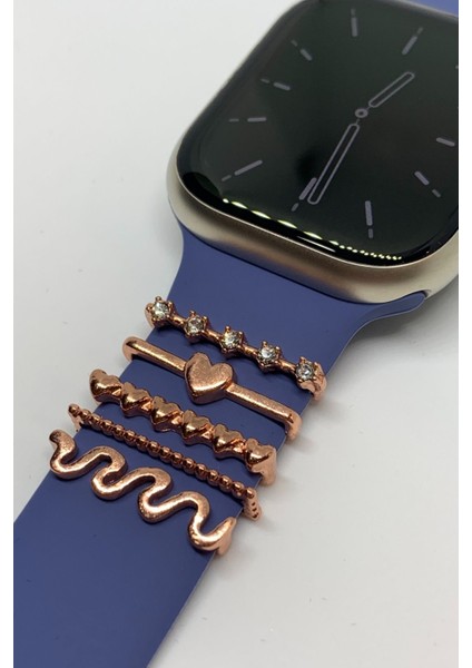 Apple Watch Uyumlu Saat Kordon Aksesuarı Charm Set Tüm Seri Kordonlara Uyumlu Kordon Süsü