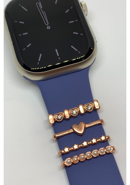 Apple Watch Uyumlu Saat Kordon Aksesuarı Charm Set Tüm Seri Kordonlara Uyumlu Kordon Süsü