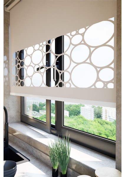 Lazer Kesim Mat Stor Perde Açık Kahverengi PLZ-4003 fiyatları